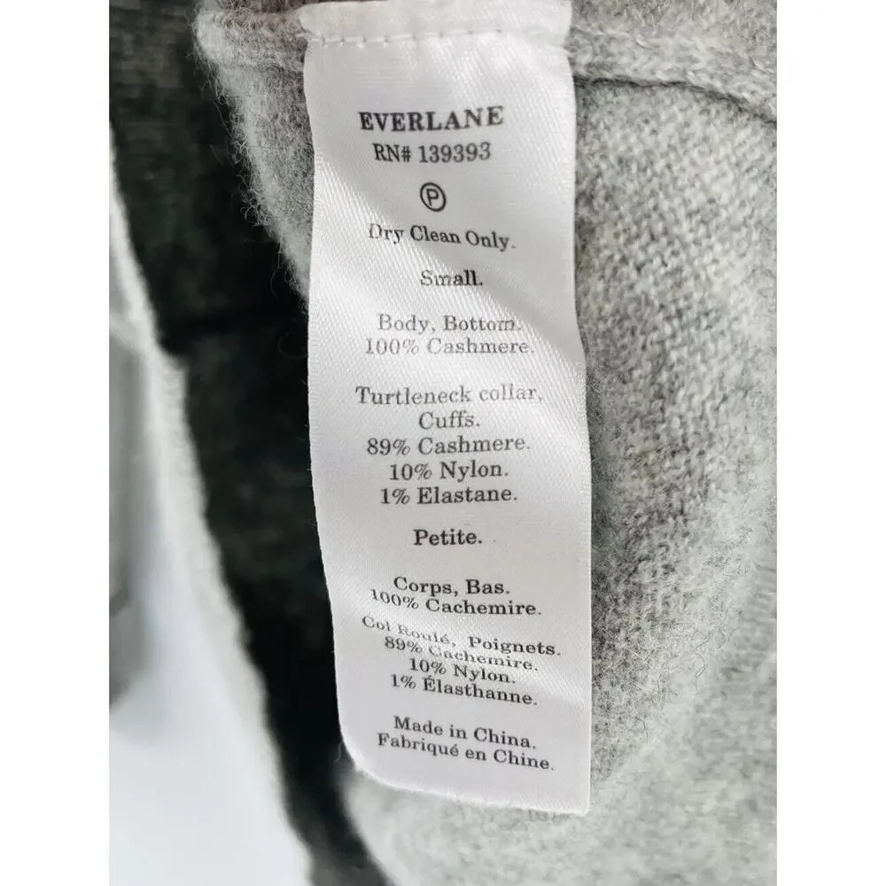 EVERLANE Cashmere Turtleneck Sweater Heather Gray Long Sleeve Pullover Size S - Picture 11 of 11
